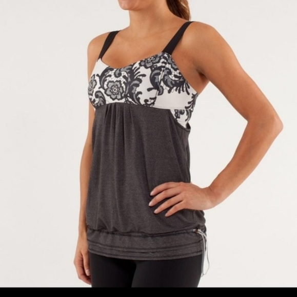 lululemon athletica Tops - Lululemon Run: Back On Track Tank Black / Laceoflage Polar Cream Black